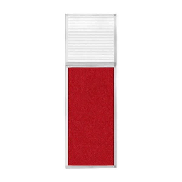 Hush Panel Configurable Cubicle Partition 2' x 6' W/ Window Red Fabric Clear Fluted Window